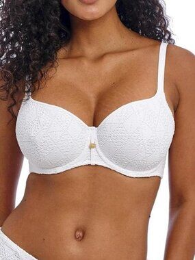 Freya Nights Underwire Bikini Top NWT White 36D